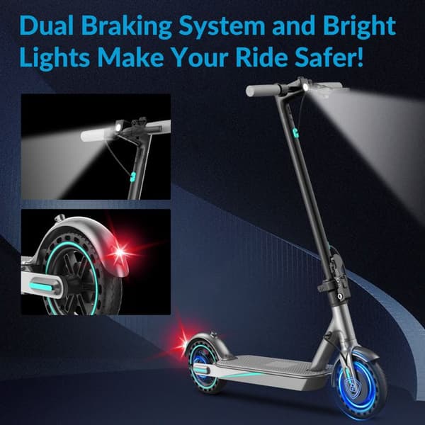 Fällbar Elektrisk Sparkcykel OOK-TEK V8, 36V 10.5Ah, Heltäckande Däck 8.5", Appkontroll, Grå&Blå