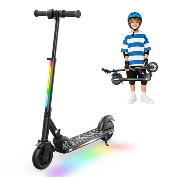 K4 Fällbar El-scooter för Barn med LED-belysning för 6–12 År, Svart
