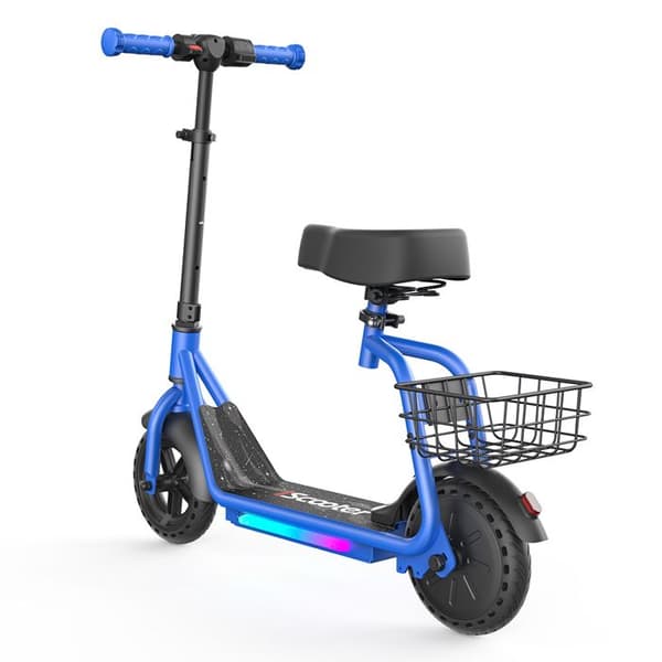 El-scooter för barn med sadel och korg iScooter iK7, Blå