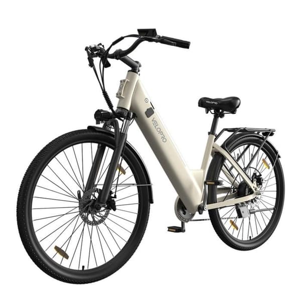 Elcykel Stad Velopro C1, Samsung-batteri & Shimano 7 växlar, Vit