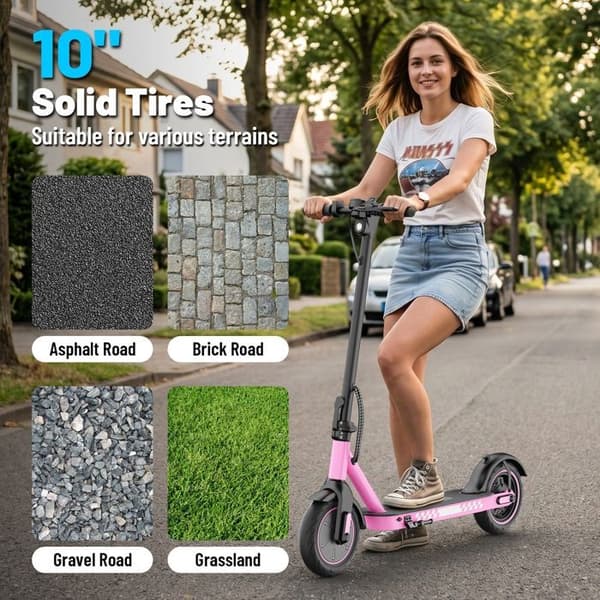 HIQIS D9 Elektrisk Sparkcykel, 10" Skumdäck, Smart App, Rosa