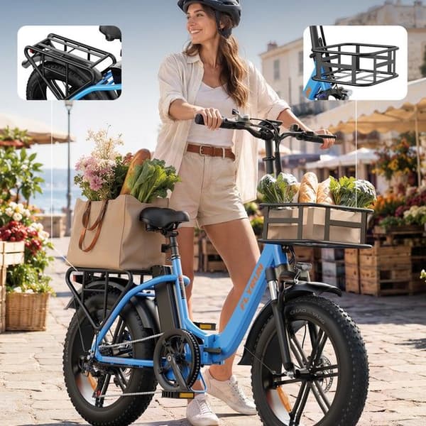 Kompakt Fällbar Elcykel FLYRUN F2014, 624Wh, 20×3", Blå