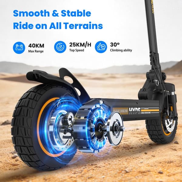 El-scooter W9Air – All-terrain 10'', Batteri 48V 10Ah, Fällbar