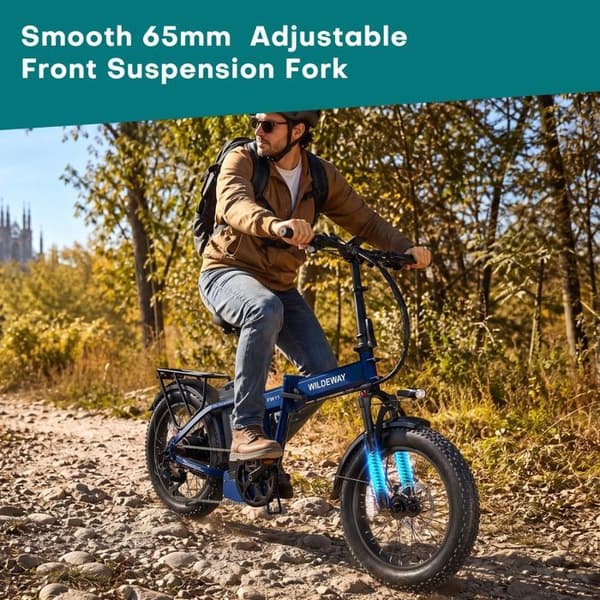 Fällbar Elcykel Wildeway FW11, 1680 Wh, Däck 20", Blå