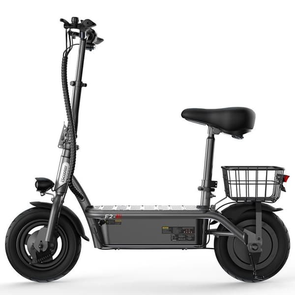 El-scooter med säte - F2, maxhastighet 25 km/h, Svart