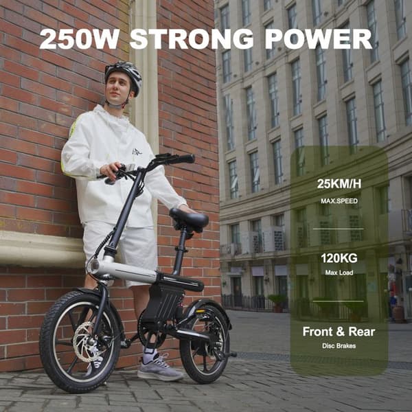 Fällbar Elcykel AVDL A11, 16’’, Långtidsbatteri 460Wh, Grå