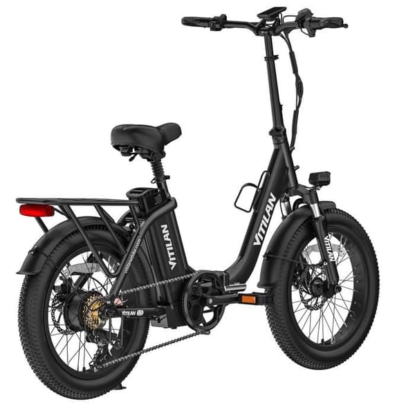VITILAN U3 Fällbar Elcykel med Breda Däck, Svart