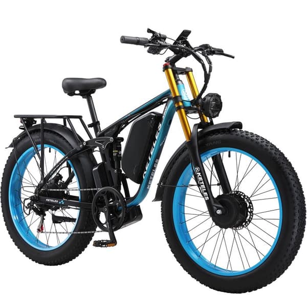 KETELES K800 Pro Elcykel Dubbel Motor Helt Upphängd 26", Blå