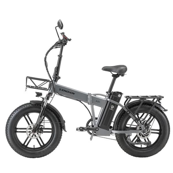 SINOHON A20 Fällbar Elcykel, Breda Däck 20 Tum, 1050Wh Batteri, Grå