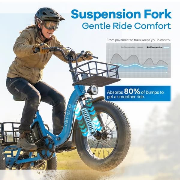 CBVELO C16 Fällbar Eltrike, Fatdäck 4", Öppen Ram, Blå