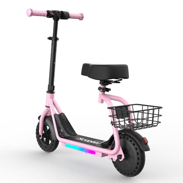 El-scooter för barn med sadel och korg iScooter iK7, Rosa