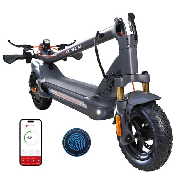Fällbar elektrisk sparkcykel CUNFON RZ800, Full fjädring, svart