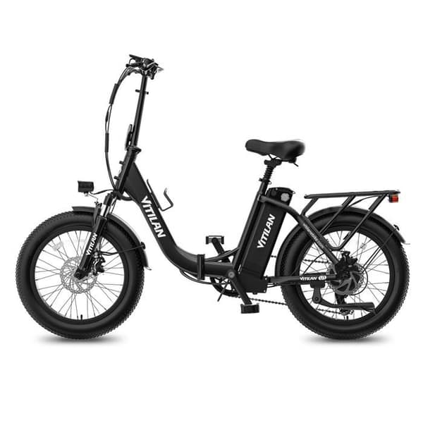 VITILAN U3 Fällbar Elcykel med Breda Däck, Svart