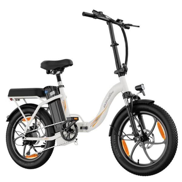 ZAZAWORK C16 Fällbar Elcykel, 48V 16Ah, Däck 20×3.0, Vit