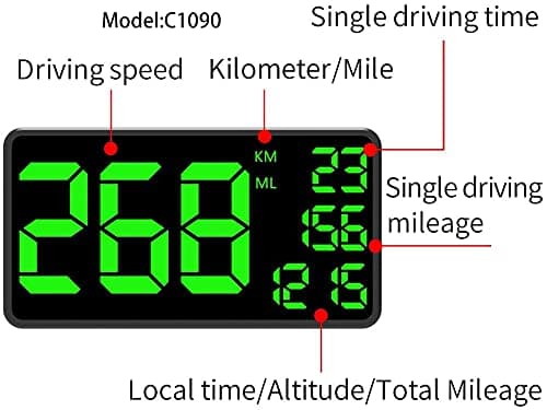 GPS speedometer, bil HUD, head-up display til bil, General Motors speedometer, sort