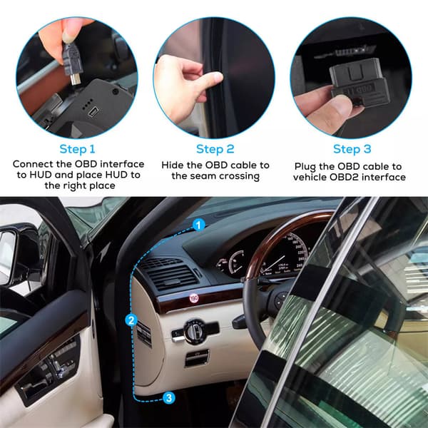 Urskive-display head-up display, velegnet til bilmonteret head-up display P6, sort