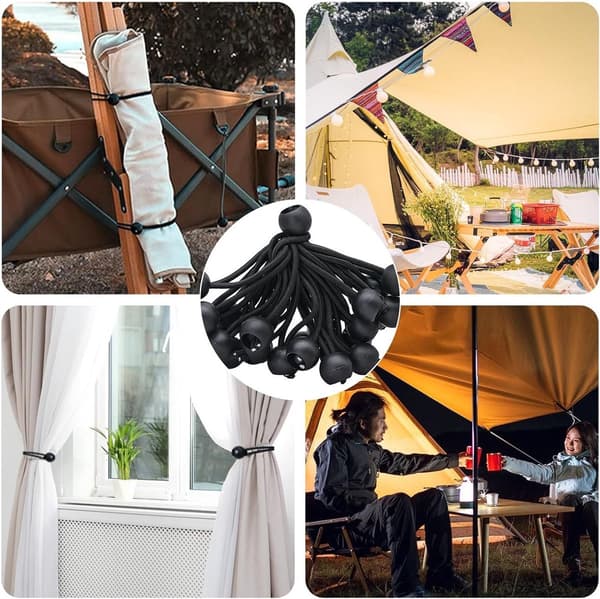 Sæt med 50 10 cm Bungee Balls, Elastiske Stropper til Sejlads, Camping, Havefester og Bådbeskyttelse