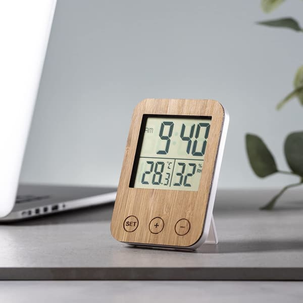 Vejrstation – Termometer – Hygrometer – Bambustræ – Gave