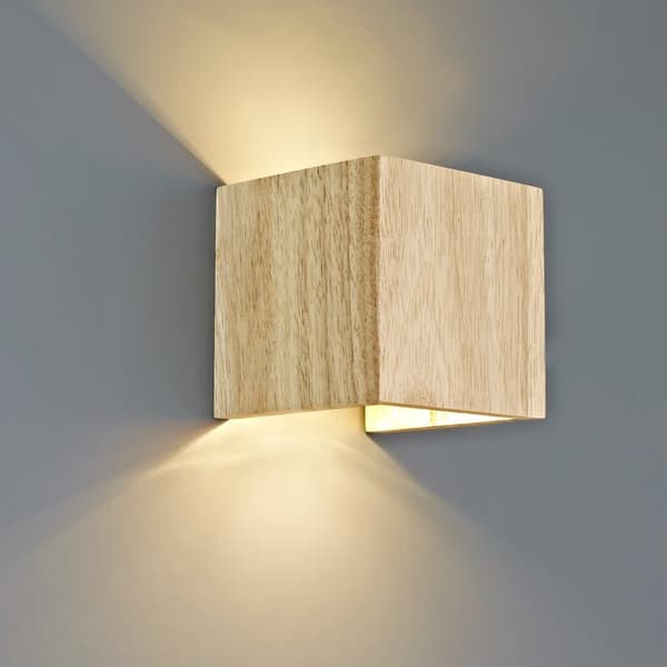 LED-seinävalaisin, rauta/puu, beige