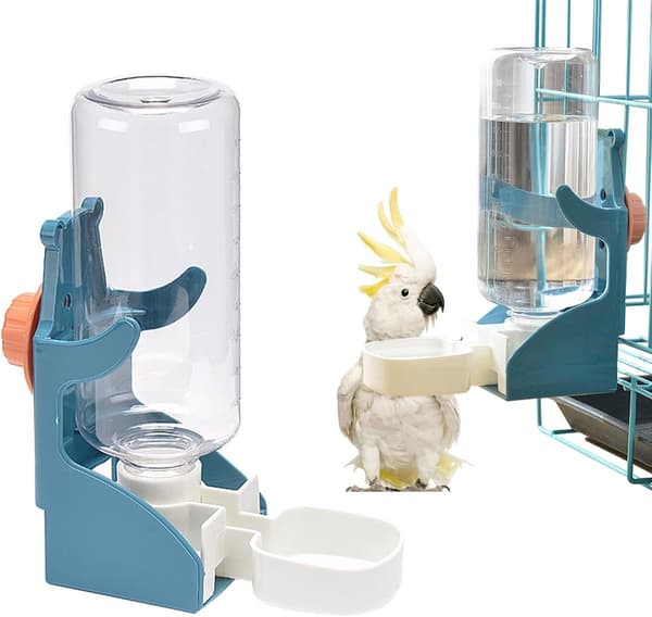 Fuglefoderautomat - Vandautomat - Fugledrikker - Fuglefoderhus - Fuglefoderbakke - 500ml - Vanddispenser til Papegøjer - Nymfeparakitter - 500ml