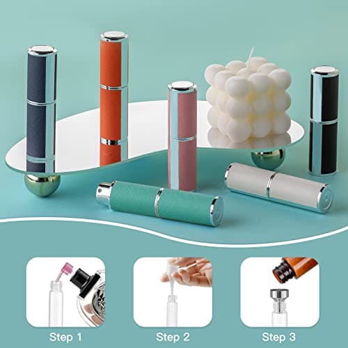 Sæt med 2 parfumeatomizere, 8 ml læderatomizer, mini rejseparfumeatomizere (sort, hvid)