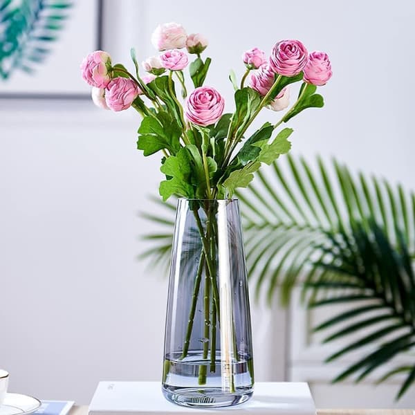 Högkvalitativ stor vas 22 cm - Vacker grå blomvas hög vas