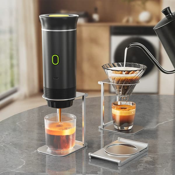 Bærbart foldbart stativ til kaffemaskine - til udendørs, i bilen og derhjemme - Espressomaskine stativ - Inkluderer bærbart foldbart stativ