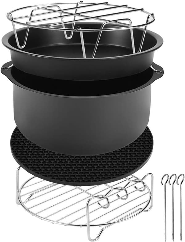 Airfryer tilbehørssæt 8-dele bagesæt - sort