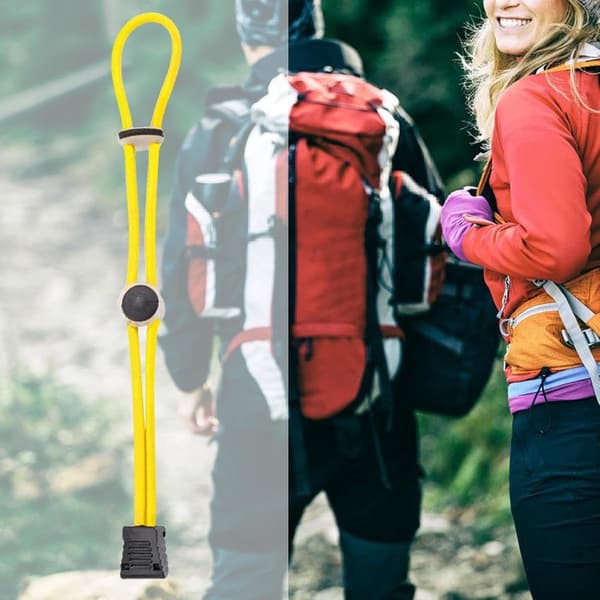 Ryggsäcksrep Spänne - Elastisk Snörhållare - Utomhusutrustning - Justerbar Längd - 24x2cm - Gul
