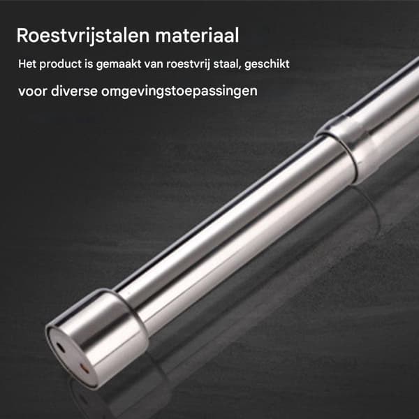 Justerbar Tøjstang – Kraftig – Rustfrit Stål – 47-80cm – Sølv