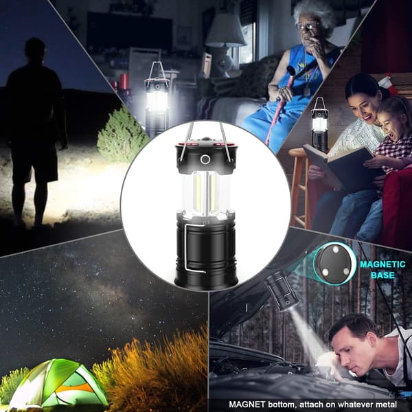 2 delar 2-i-1 LED Campinglyktor - USB & Batteri - Magnetisk Bas - för Camping Nödbelysning