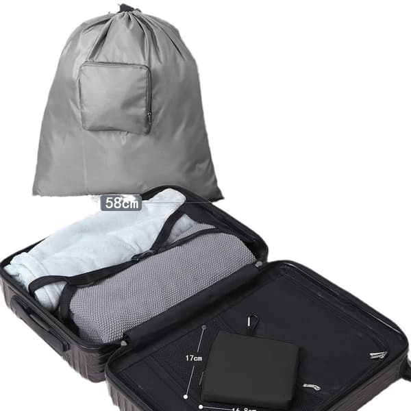 2-delt rejselaundrypose - Rejsetaske til snavsetøj - Sammenfoldelig rejselaundrypose - Opbevaringspose - Grå - 2-delt - 51*57cm