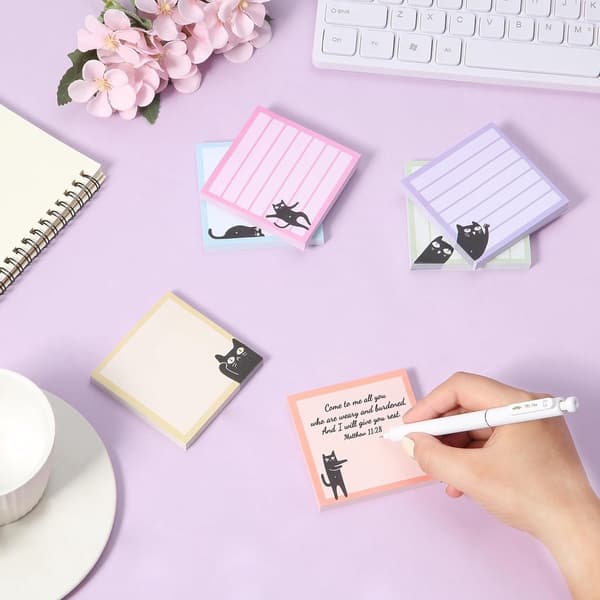 Sticky notes - 6 stk. - Index Tabs - Selvklæbende noter - Post its - Post it notes - Post it tabs - Katte motiv - 6 stk. - 7.5x7.5 cm