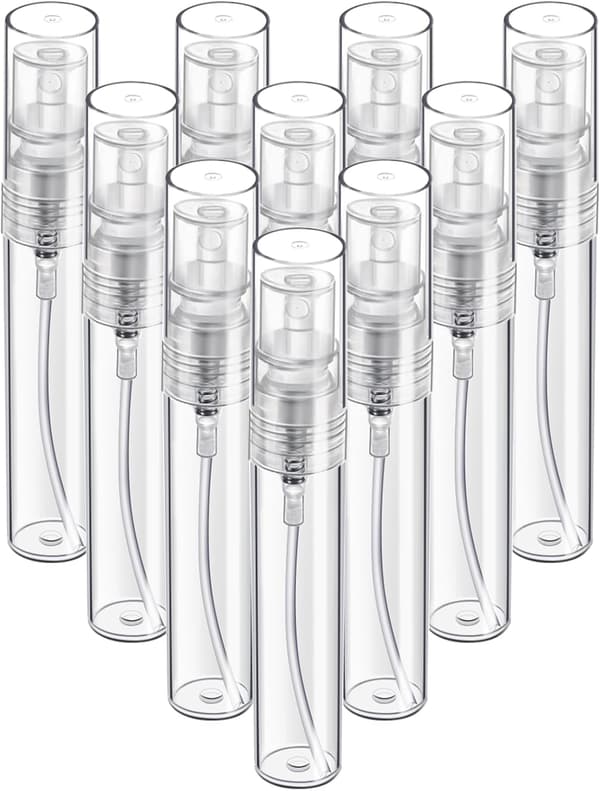 Minisprayflaskor - 10-pack 5 ml minisprayflaskor i glas - påfyllningsbara miniparfymflaskor med fin dimma - parfymatomizers - 10 5 m
