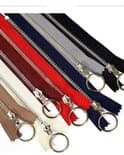 6-pack metallnylonblixtlås, 38 mm breda, lämpliga för tröjkrage, väskor, sweatshirtfållar, etc., vit, längd 20 cm