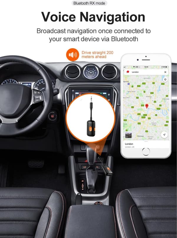 5.4 Bluetooth-sovitin meluneristyksellä 3,5 mm autoadapteri Bluetooth-autoadapterilla - langaton äänivastaanotin - 3,5 mm