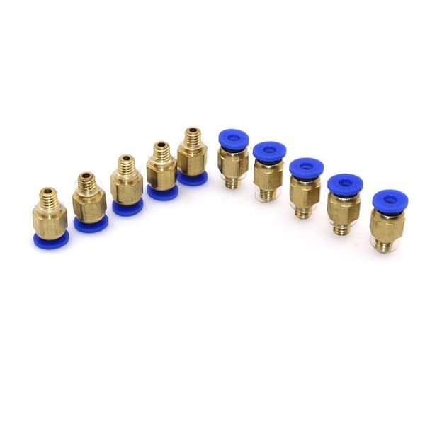 10 stk. PC4-M6 4mm gevind M4 lige stik til 3D-printer