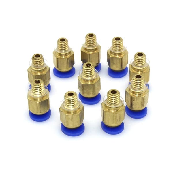 10 stk. PC4-M6 4mm gevind M4 lige stik til 3D-printer