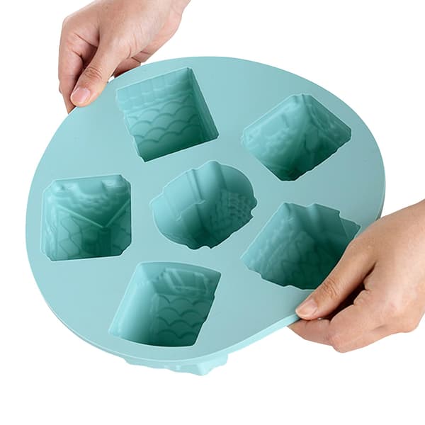 Sæt med 2 silikone bageforme i husform - 6 hulrum - Non-stick kageform til julebudding, desserter, mousse, stearinlys, sæbe