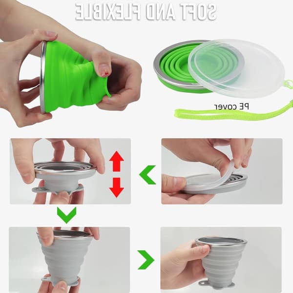 Dailygoods - Vikbar silikonmugg 2-pack för resor och camping