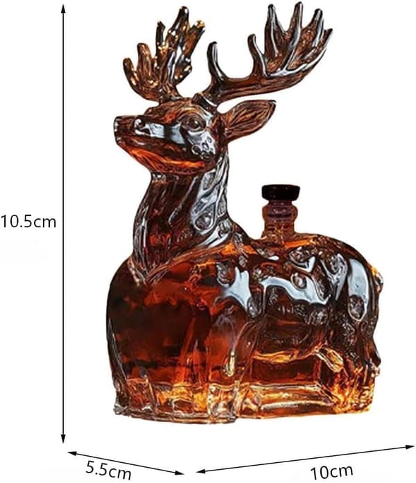 3D whiskykaraff, handblåst glaskonst, spritflaska, bardekoration (älg)