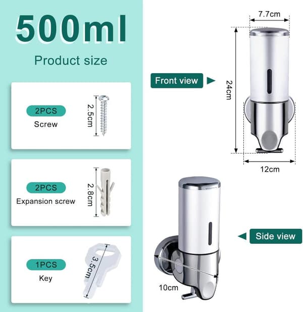 500 ml sæbedispenser, vægmonteret håndsæbedispenser, manuel køkkensæbedispenser, shampoodispenser
