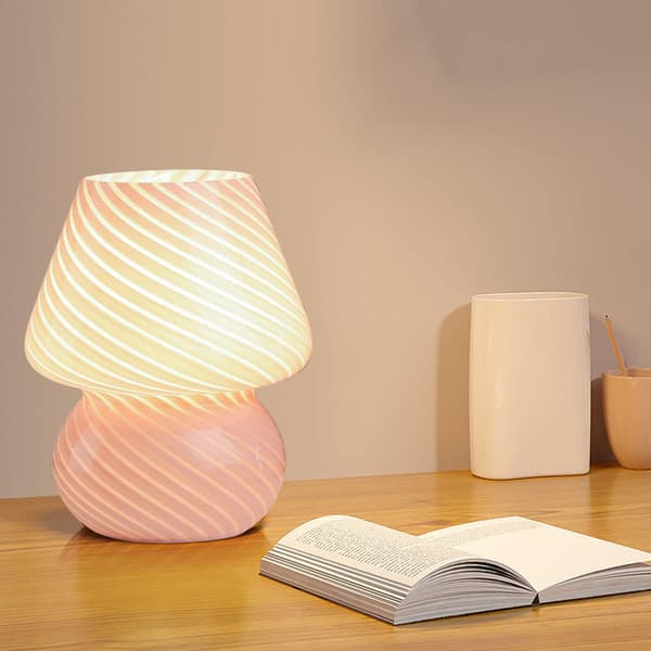Svampeglas sengelampe/natlampe til soveværelset, pink