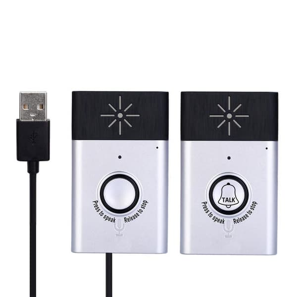 (2-pack) Bärbar trådlös röstintercom, inomhusdörrklocka, hemsäkerhetssystem, inomhus/utomhusintercom