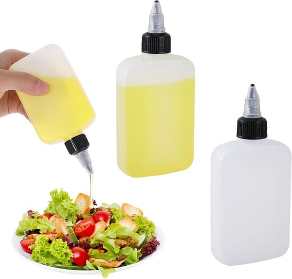Kryddflaskset med 2 - Påfyllningsbara dressingflaskor för såser och olja - Köksredskap för matlagning - Läckagesäker