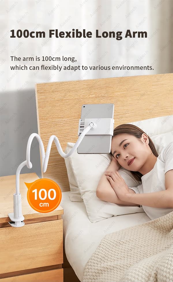 iPad-holder til seng - Drejearm - Velegnet til telefon / iPad / Switch - Sort