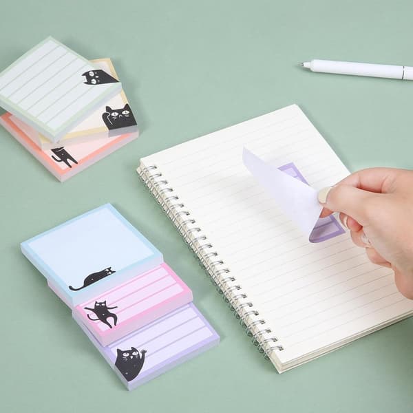 Sticky notes - 6 stk. - Index Tabs - Selvklæbende noter - Post its - Post it notes - Post it tabs - Katte motiv - 6 stk. - 7.5x7.5 cm