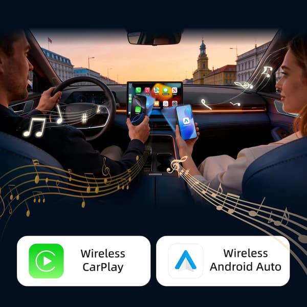 Mini trådløs CarPlay-adapter, grå, til Android-brug, sølvgrå, kompakt trådløs AutoPlay-adapter til Android Auto, hurtig automatisk forbindelse