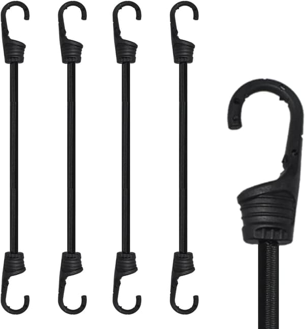 60 cm elastisk rebkrog, sort elastisk reb, velegnet til camping, cykling, foldecykler, kufferter osv. [4 stk.]