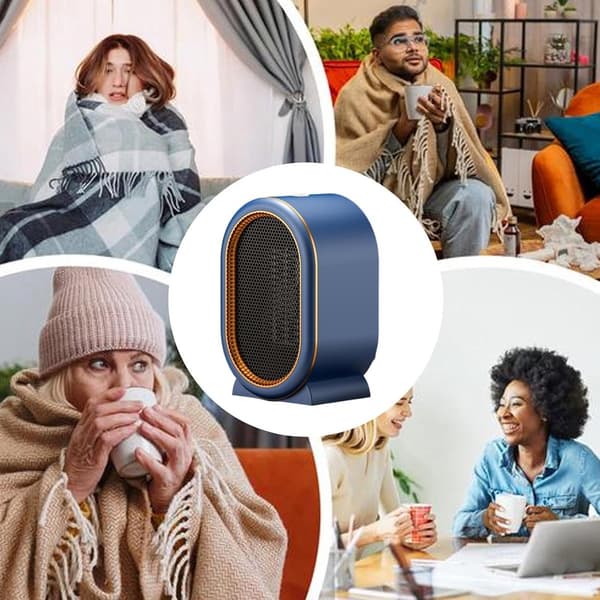 Varmluftvarmer, lille bordvarmer - blå